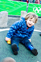 Child enjoys the new playground