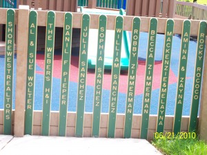 Picket Fence with sponsors' names