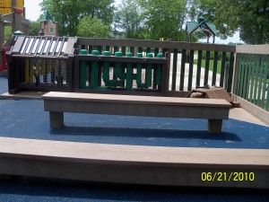 View from band shell with seats for watching the performance & instruments in the background