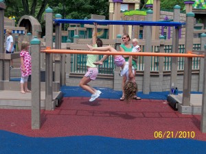 Children playing on monkey bars